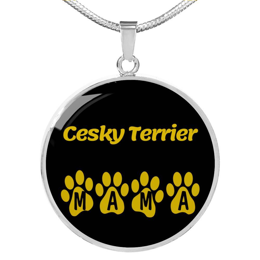 Cesky Terrier Mama Circle Necklace Stainless Steel or 18k Gold 18-22