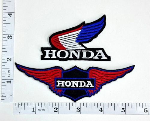 Embroidered 2-Patch Set - Motorcycles - Racing - Red/WhiteBlue - Honda - Iron-on