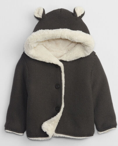 Baby sherpa lined garter knit sweater Size 0-3 Months - Afbeelding 1 van 4