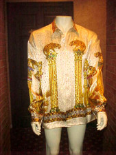 VINTAGE MENS METALLIC SILK SHIRT LEOPARD THEME OUTSTANDING SIZE XLARGE WOW
