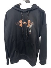 Under Armour ColdGear Fleece Graphic Hoodie Sweatshirt Womens L Loose Fit Black