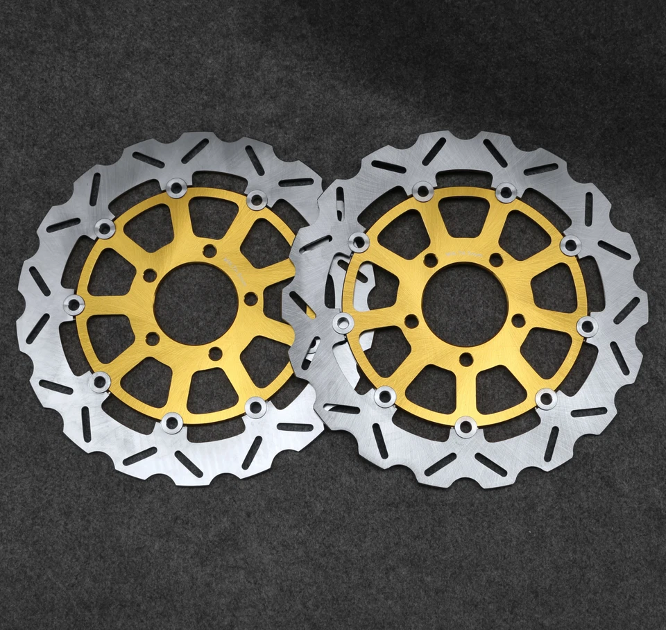 Rotores de disco de freno delanteros flotantes aptos para SUZUKI GSXR600 GSX-R750 2004-2005 K4 K5 Foto 2 de 3