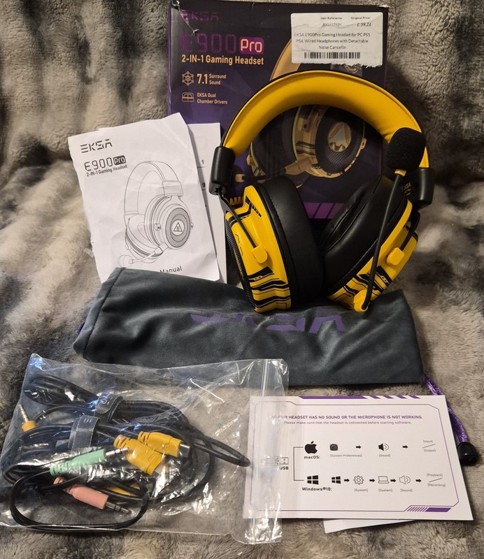 Pro Gaming Headset for PC PS5 PS4, Xbox One Plus Accessories RRP £39.74 New.