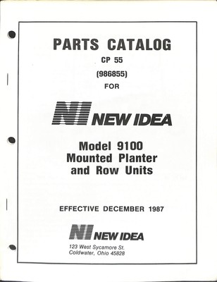 New Idea Model 9100 Parts Catalog Mounted Planter Row Units December 1987