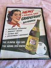 Vintage Canada Dry Advertising Paper Sign