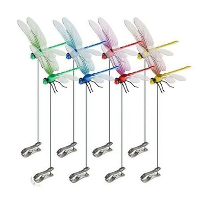 12 Fake Dragonfly Clips Clip on Dragonfly for Outdoors 3D Dragonfly Garden Decor