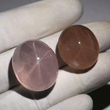 Göttliche Blüte 2 Stück Natürlicher Stern Rosenquarz 22 mm-25 mm Cabochon Ede...