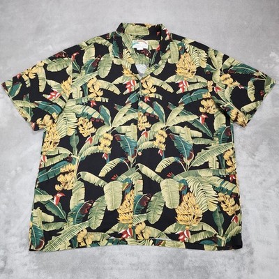 Paradise Found Shirt Mens 4XL Black Floral Short Sleeve Button Up Rayon