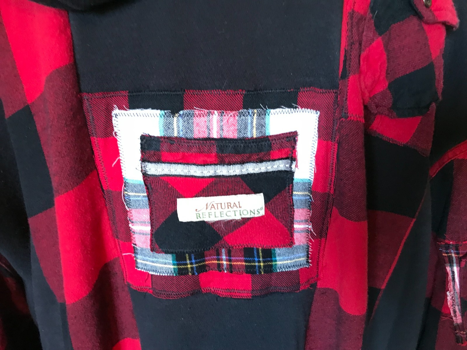 Upcycled Patchwork Hoodie: Boho Grunge Flannel Sw… - image 5