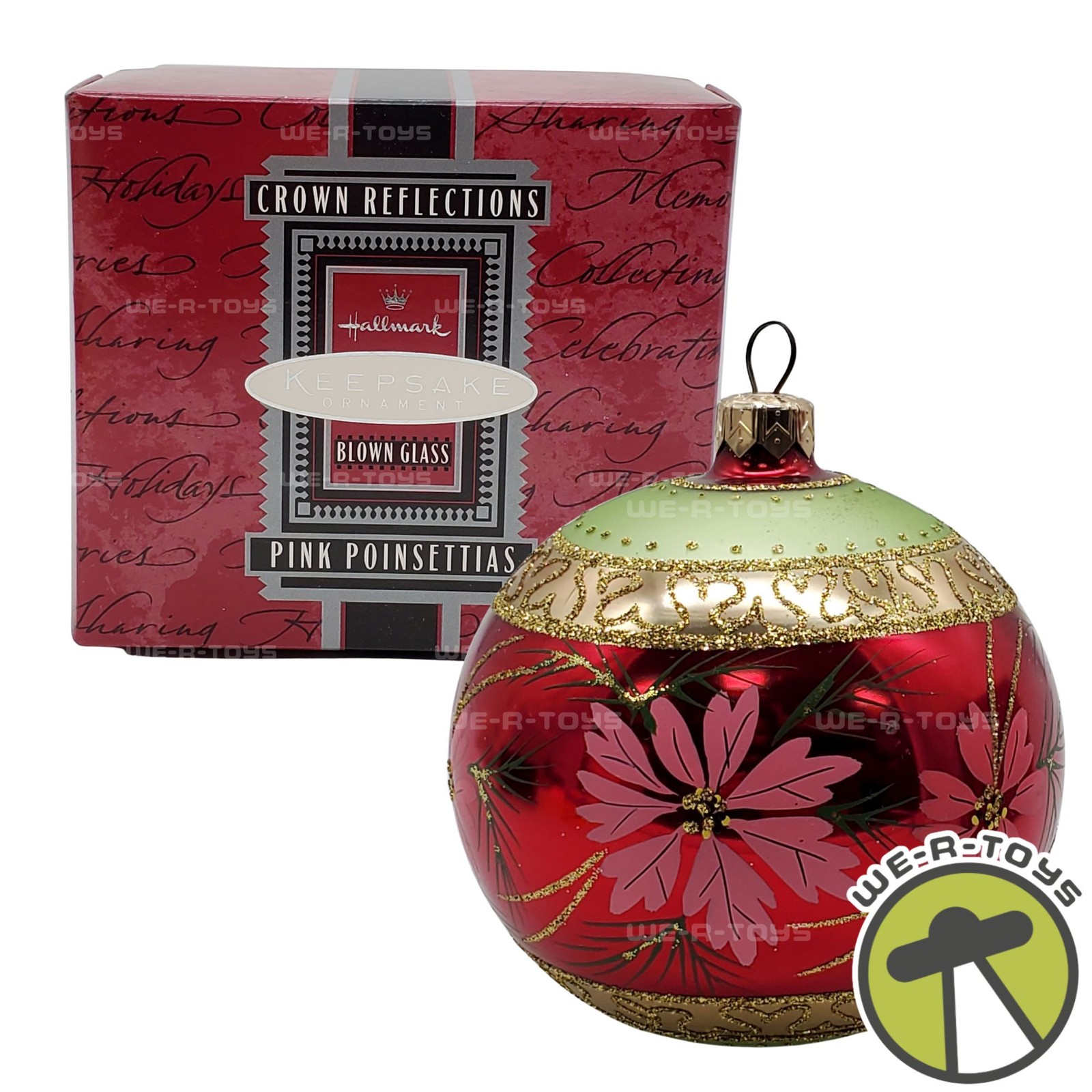 Hallmark Keepsake Crown Reflections Pink Poinsettias Christmas Ornament NEW