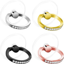 4 Pcs Diamond Cell Phone Ring Holder Stand Transparent Finger Grip Clear Phone R