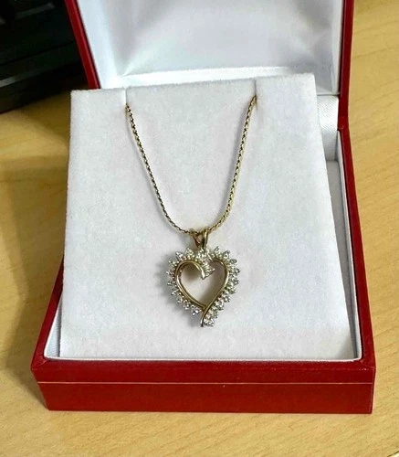 Beautiful 10K Gold Diamond Heart Pendant on a 14k Yellow Gold S-Chain, 15.25"