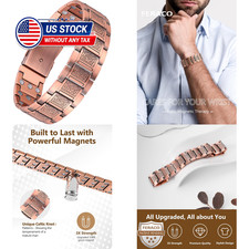 Copper Magnetic Bracelet Men Natural Magnetism Adjustable Size Embossed Jewelry