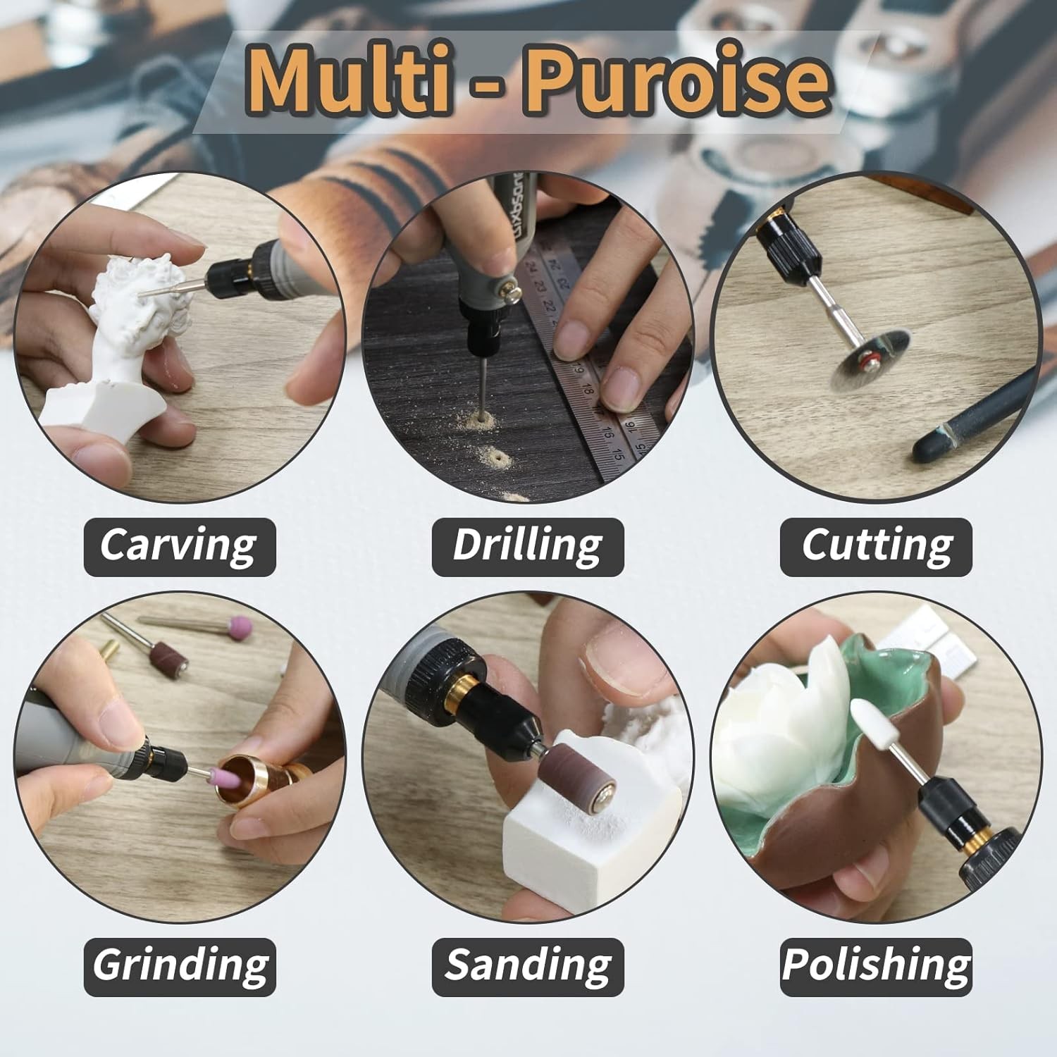 172Pcs Cordless Drill Rotary Tool Engraving Pen Grinder Accessories USB 5-Speed