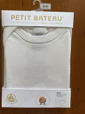 Petit Bateau NWT White Short Sleeve 100 Cotton Knit Bodyshirt-6 Mos 67cm 