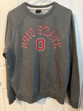 Ohio State Men's Gray Fleece Crewneck Pullover Sweatshirt Graphic Logo L