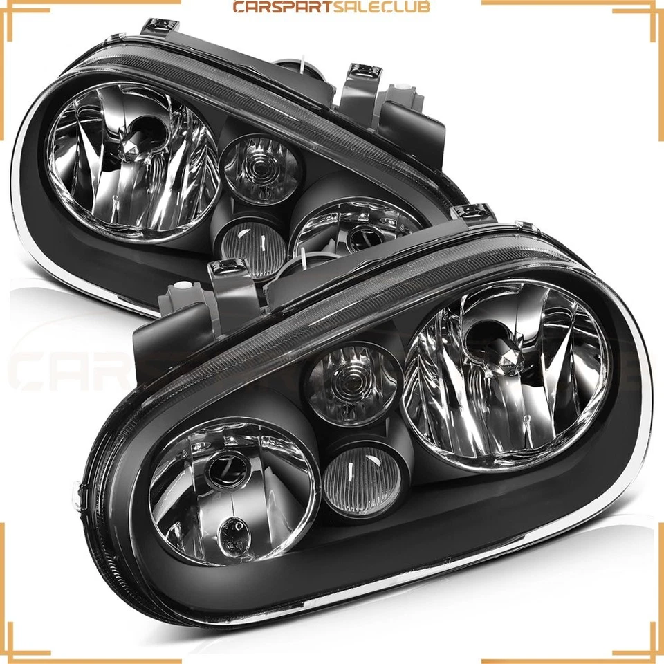 Pair Headlights Assembly For 1999-2006 Volkswagen Golf 2.0L l4 LH+RH Black Set - Изображение 2 из 4