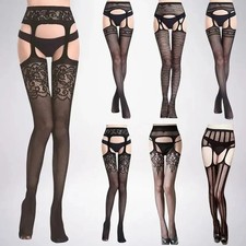 Women Fishnet Suspender Stockings Thigh High Garter Pantyhose Tights UK
