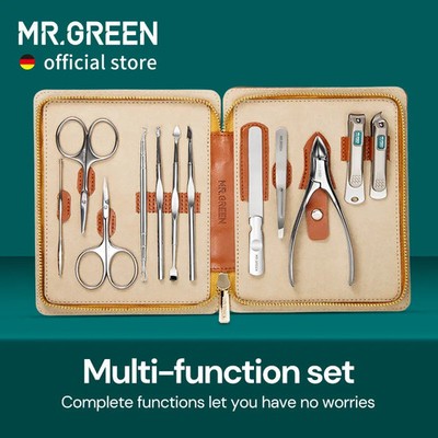 MR.GREEN Manicure Set 12 In 1 Full Function Kit Professional Stainless Steel Ped
