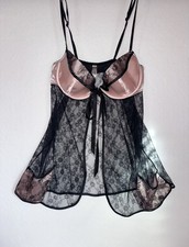 Y2K Victoria's Secret Teddy 36C Top only Satin Underwire Floral Lace Babydoll