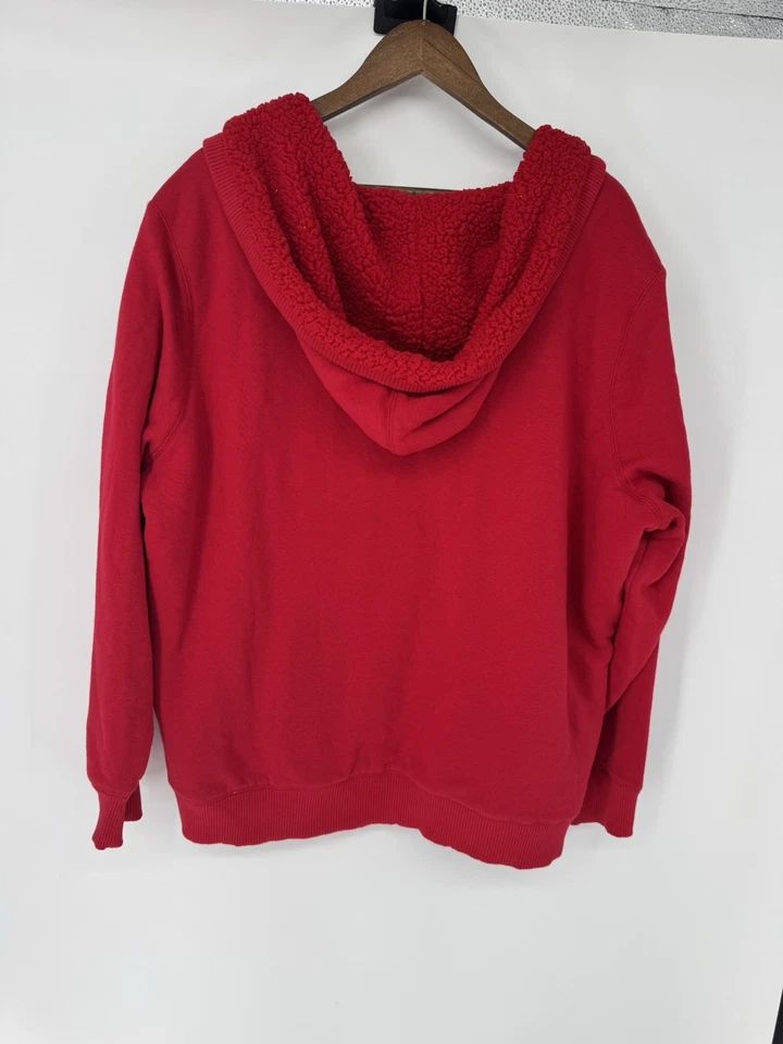Faded Glory Sherpa Fleece Lined Hoodie Full Zip Sweatshirt Y2K 3X Plus Red - Image 4 of 4