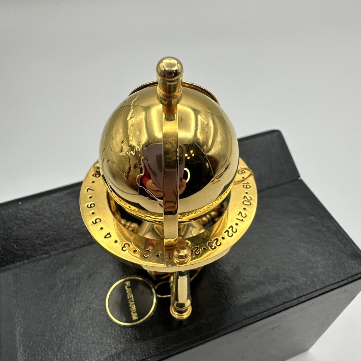 Vintage Bulova Planetarium B0573 Miniature Brass Globe Clock New