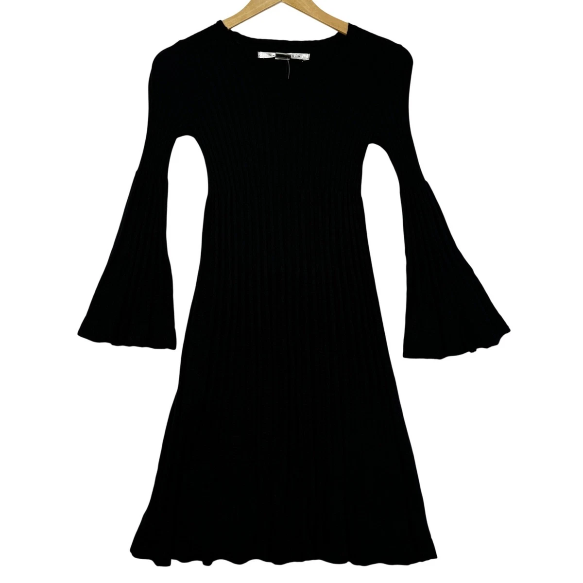 knit black dress long sleeve TOTEME - Crinkled knit long-sleeve dress Black - M