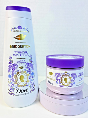Dove x Bridgerton Whispering Wisteria Body Wash & Scrub Limited Edition Netflix
