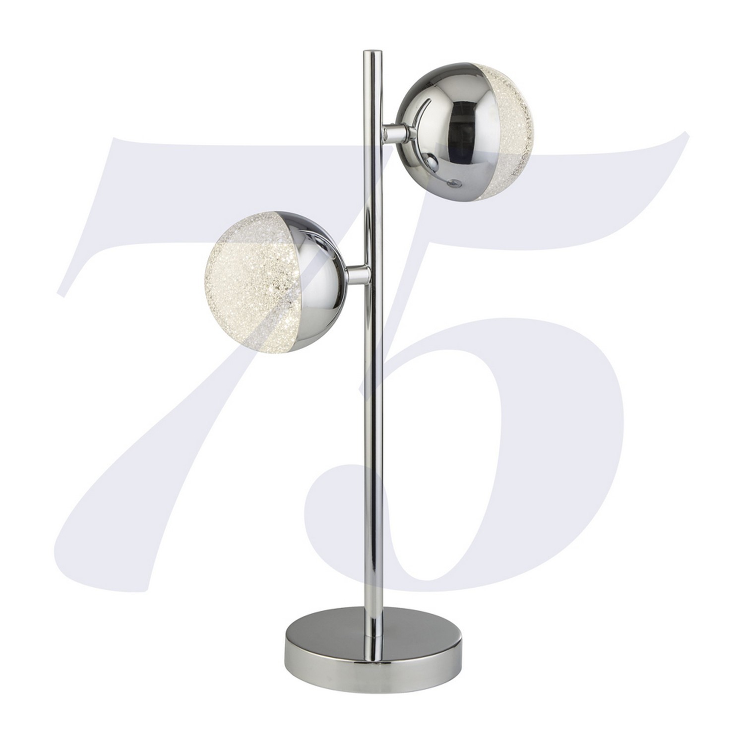 2 Light Chrome Finish Base Bedside Desk Table Lamp Light With Crystal Sand Shade