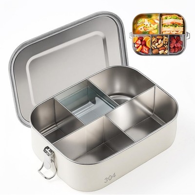 SUTETLW Leakproof Stainless Steel Bento Box (1600ml/54oz) with 5 Sealed... 