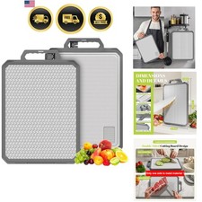 1 PCS Titanium Cutting Board,1 side Titanium Other side Wheat Straw PP, Doubl...