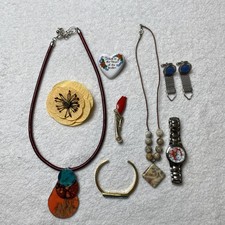 Costume Jewelry Lot 9 Pieces Mixed Necklaces Bracelets Earrings Accessories