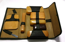 Men  s Vintage Snap Leather Vanity Kit Grooming Toiletries Travel Case