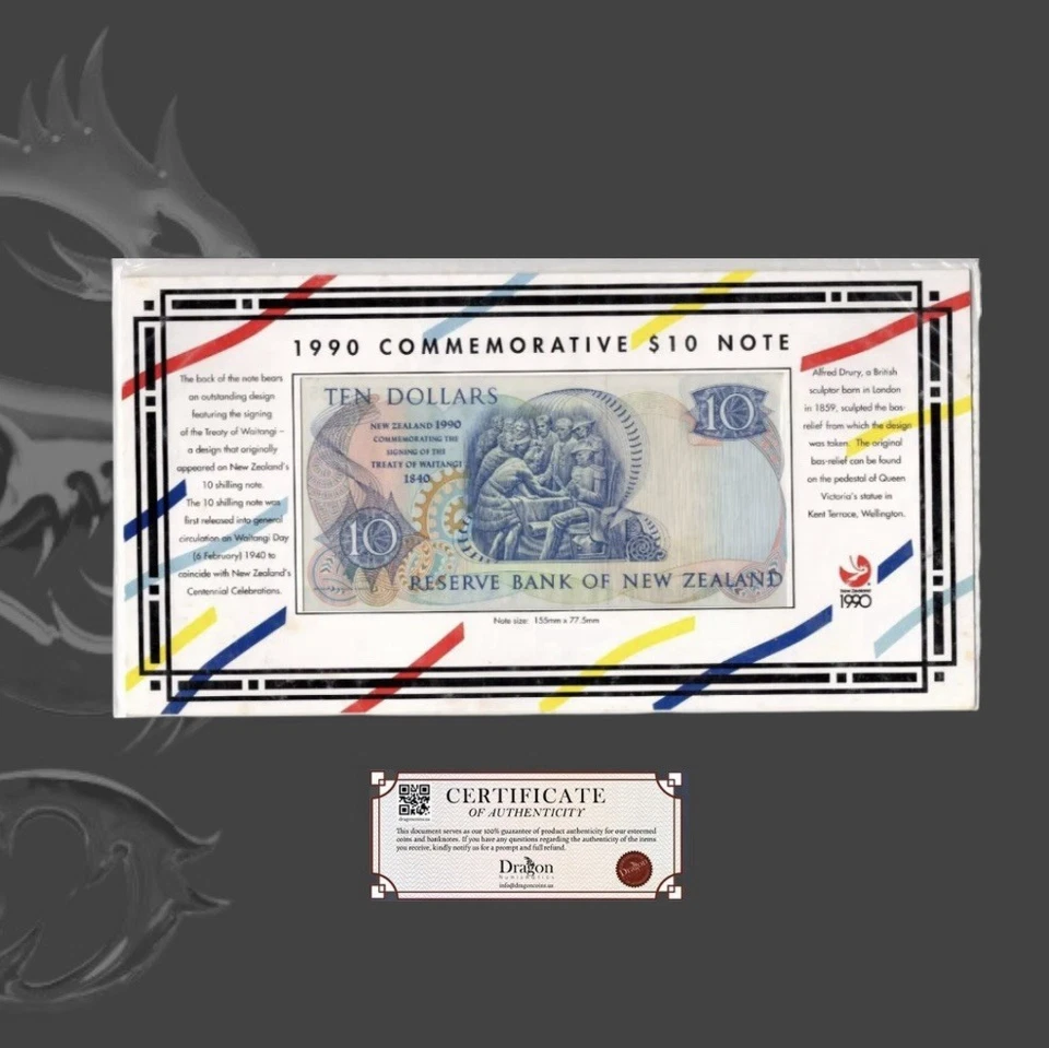 Nueva Zelanda 10 Dólares 1990 QEII UNC Conmemorativo SERIE BAJA CCC 2555 Foto 4 de 4