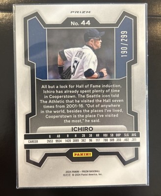 Ichiroページ ICHIRO 2024 PANINI PRIZM BASEBALL RED SEATTLE /299 Q3704 | eBay
