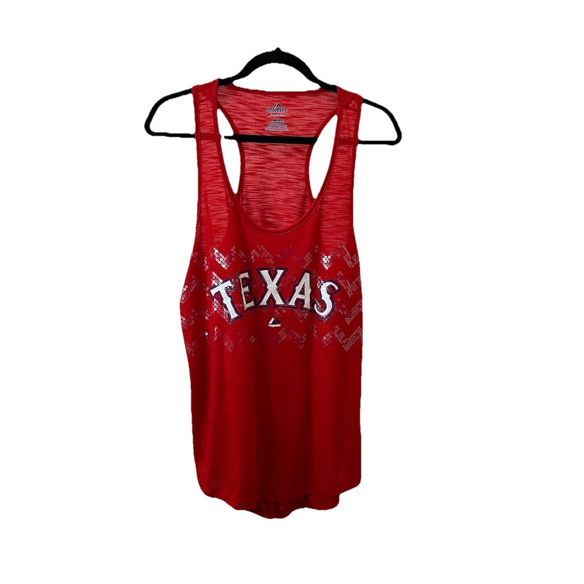 texas rangers sequin dress Majestic Texas Rangers Sequin Red Tank Top Women’s Size XL MLB Baseball