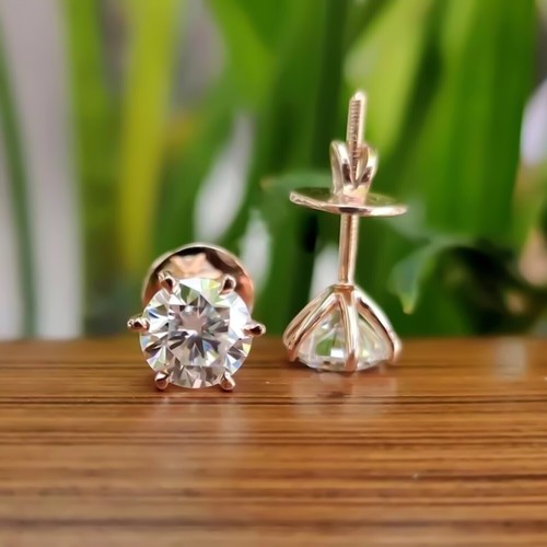 Zertifizierte 3,40 ct Rundschliff weiße Diamant Ohrstecker in 14 Karat Weißgold - Bild 4 von 4