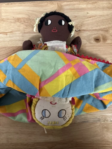 Vintage Topsy Turvy Cloth Doll White and Black Cultural Collection