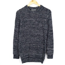 SUPERDRY Women's Jumper Size S Grey Cotton Blend Pullover Knit Crew Neck