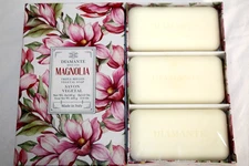 New 3-Bar Set of DIAMANTE MAGNOLIA Perfumed Soap 5.2-oz Lrg. Bars Made in Italy