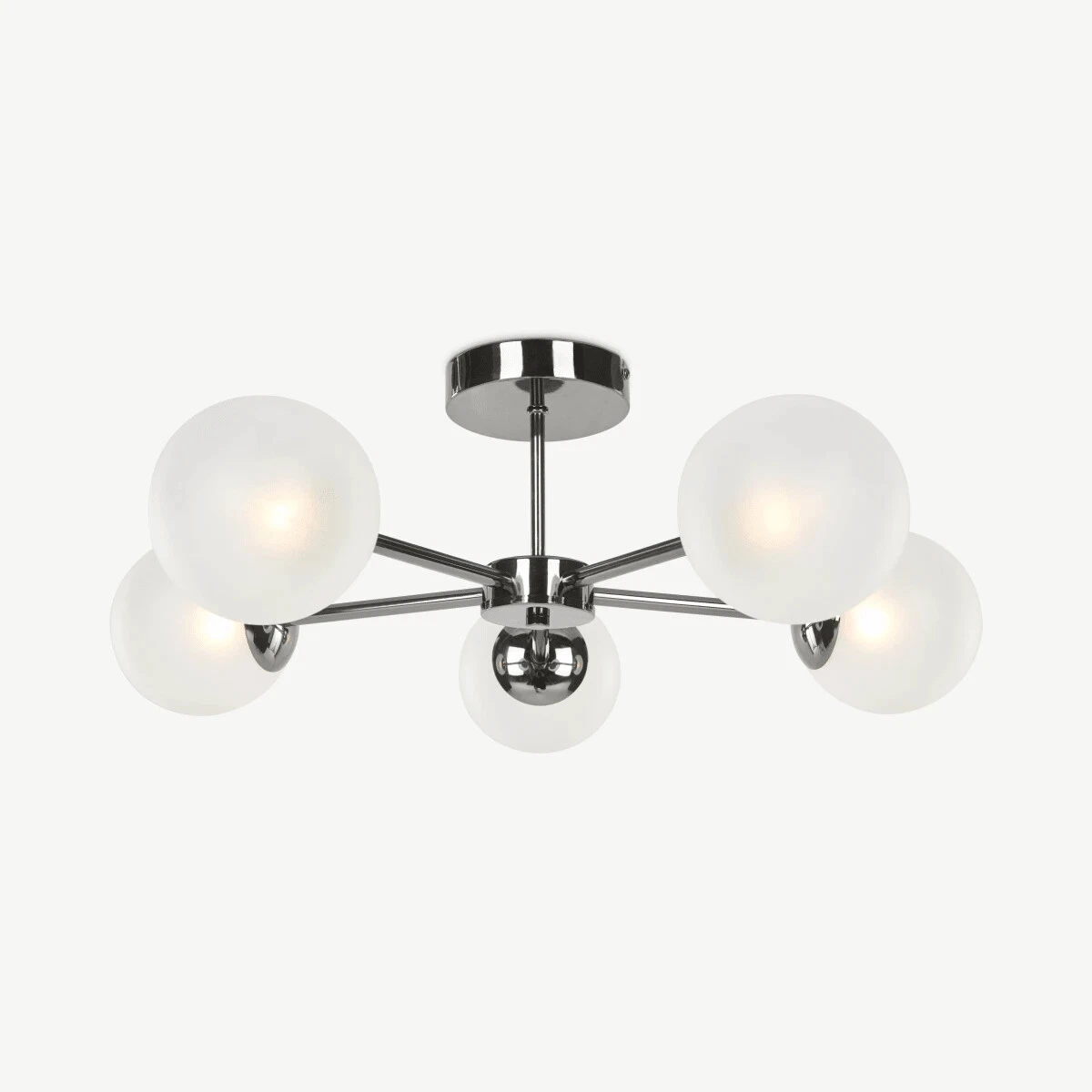 MADE.COM Globe Large Flush Pendant Black Nickel and Frosted Glass