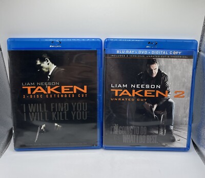 Taken 1 & 2 (Blu Ray 2008/2012) Liam Neeson, Unrated Extended