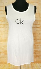 Calvin Klein Swimwear Asymmetric Mini Dress Crew Neck Women Size L White