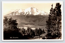 c1940 Mount Shasta Stratovolcano Siskiyou County CA RPPC, Cascade Siskiyou Trail