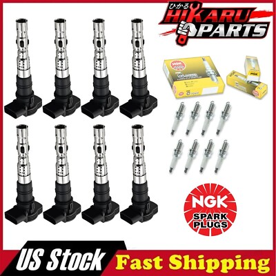 8x NGK Spark Plug & 8x Ignition Coil For Volkswagen Phaeton Touareg 4.2L V8
