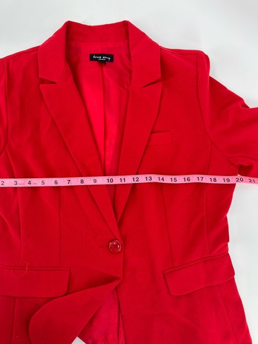 True Envy Stretch Jacket Womens 12 Blazer Red Button Tucked Sleeve - Picture 5 of 8