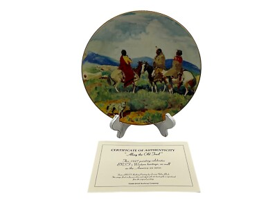 #ad Burlington Northern quot;Along The Old Trailquot; 24k Gold Rim Collectors Plate Vintage $14.00