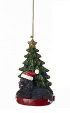 Kurt Adler Black POODLE w/Tree on Base Christmas Ornament-Personalizable