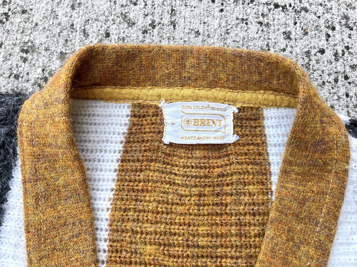 1960s Brent Striped Mohair Shaggy Striped Cardigan Sweater 1960s Brent Striped Mohair Shaggy Striped Cardigan Sweater