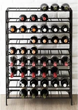 Black Metal Wine Rack Freestanding Floor Stand, 9 Tier Beverage Bottle Shelf